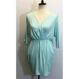 Solemio Women's Wrap Keyhole Mint Green Dress M